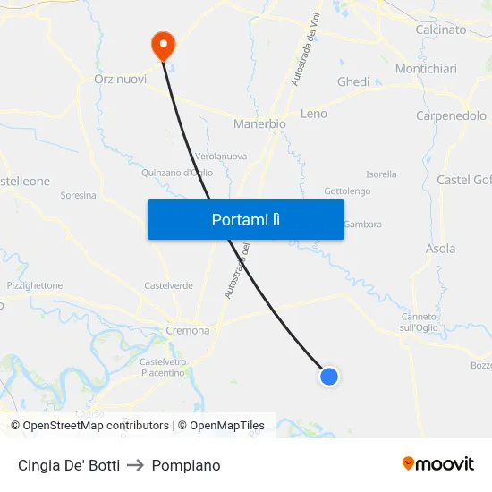 Cingia De' Botti to Pompiano map