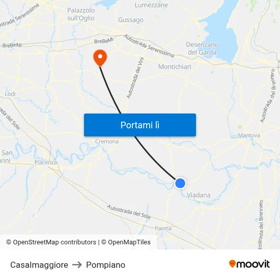 Casalmaggiore to Pompiano map