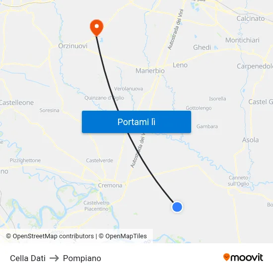 Cella Dati to Pompiano map