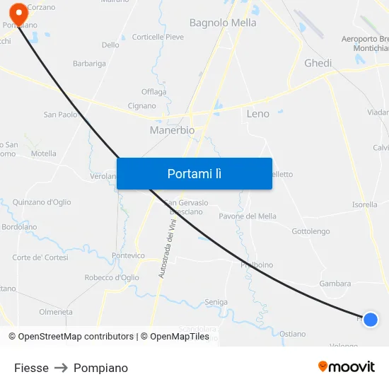 Fiesse to Pompiano map