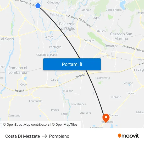 Costa Di Mezzate to Pompiano map