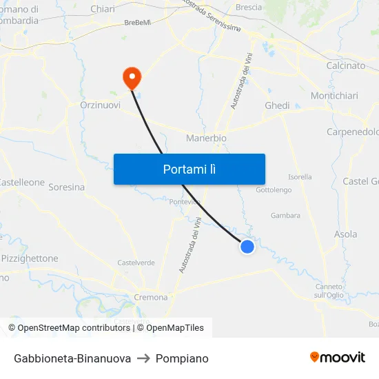 Gabbioneta-Binanuova to Pompiano map