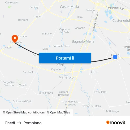 Ghedi to Pompiano map