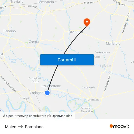 Maleo to Pompiano map