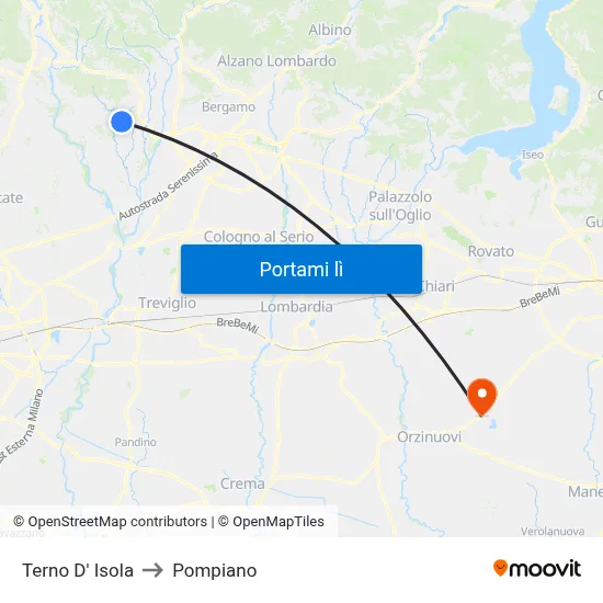 Terno D' Isola to Pompiano map