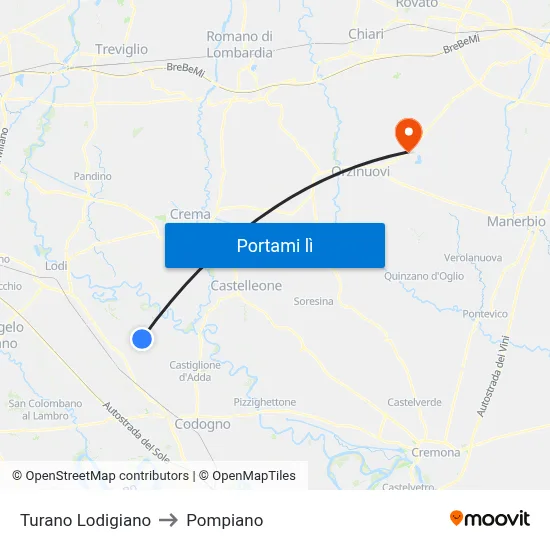 Turano Lodigiano to Pompiano map