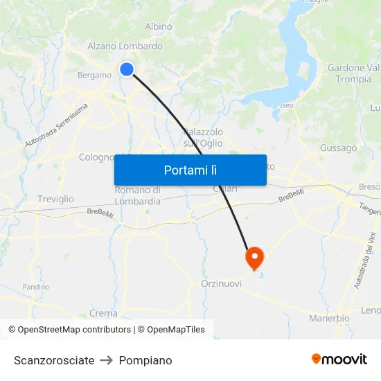 Scanzorosciate to Pompiano map