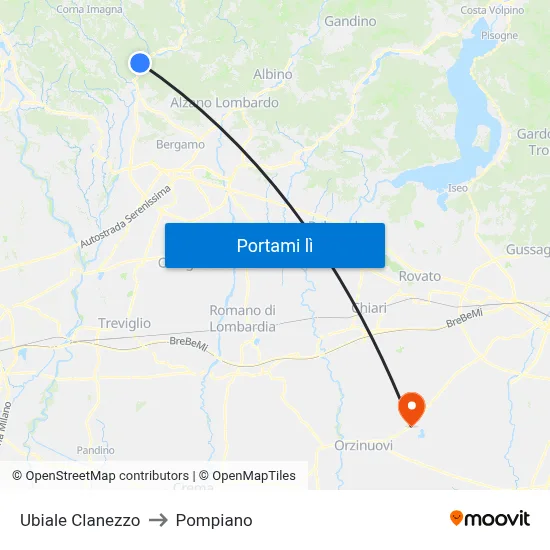 Ubiale Clanezzo to Pompiano map