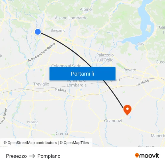 Presezzo to Pompiano map