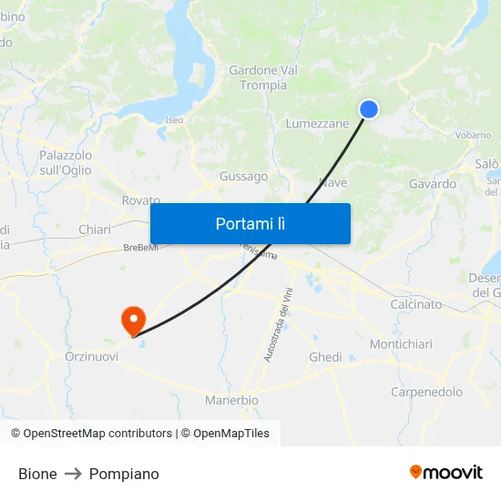 Bione to Pompiano map