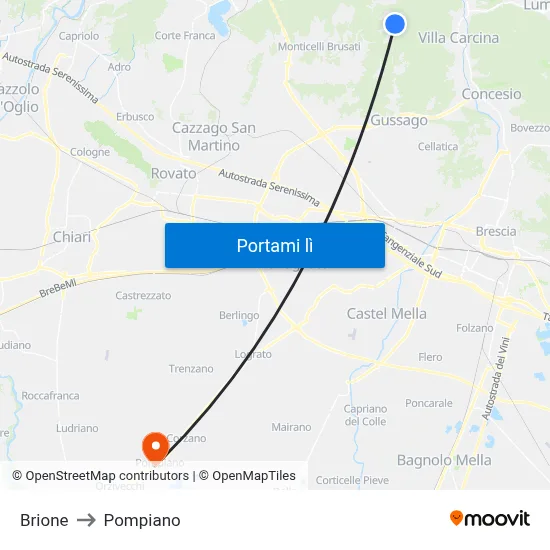 Brione to Pompiano map