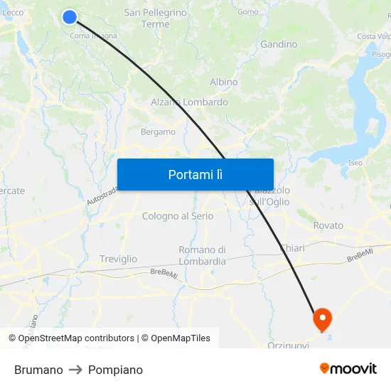 Brumano to Pompiano map