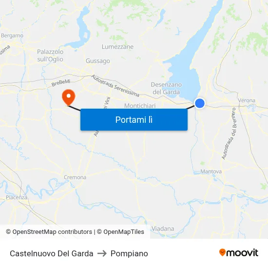 Castelnuovo Del Garda to Pompiano map