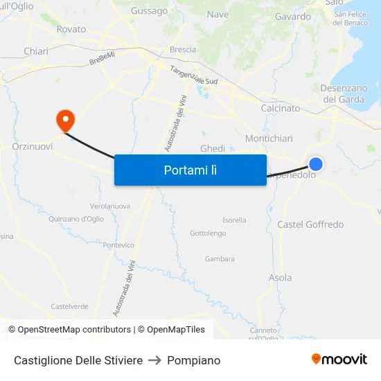 Castiglione Delle Stiviere to Pompiano map