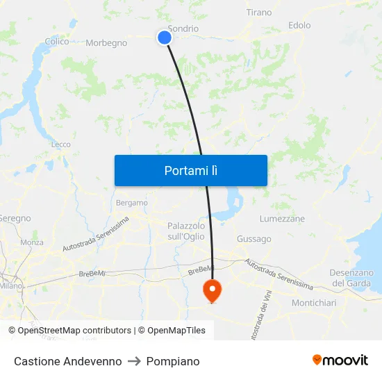 Castione Andevenno to Pompiano map