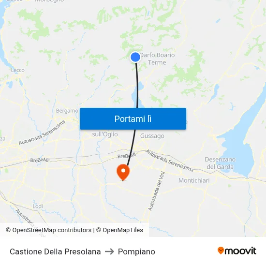 Castione Della Presolana to Pompiano map