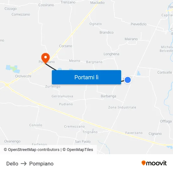 Dello to Pompiano map