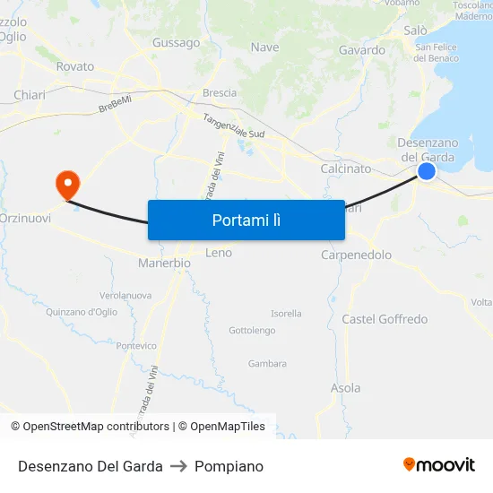 Desenzano Del Garda to Pompiano map