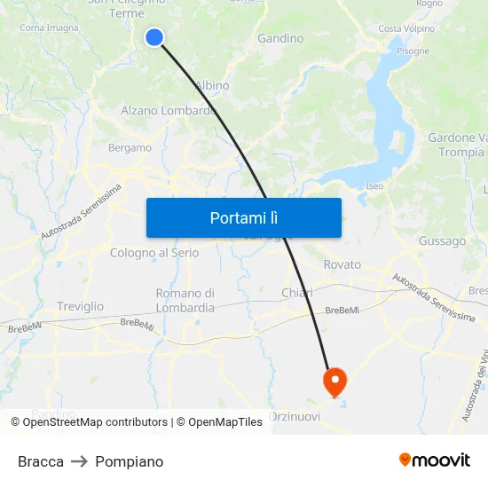 Bracca to Pompiano map