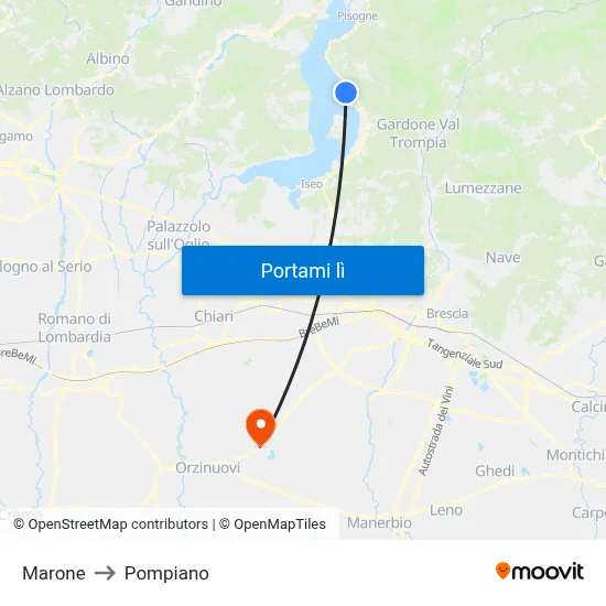 Marone to Pompiano map