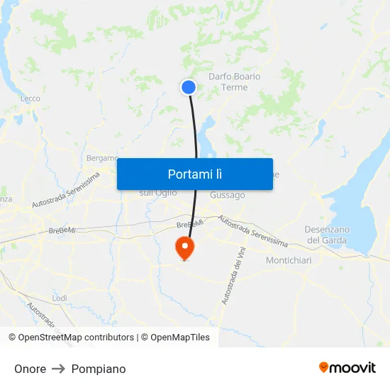 Onore to Pompiano map