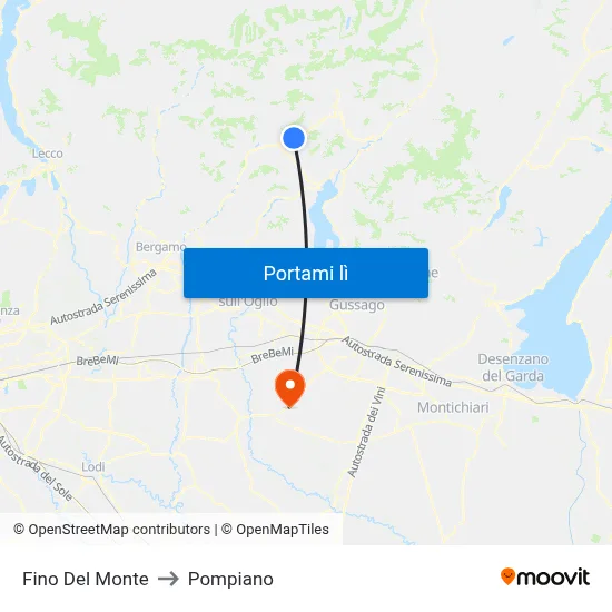 Fino Del Monte to Pompiano map