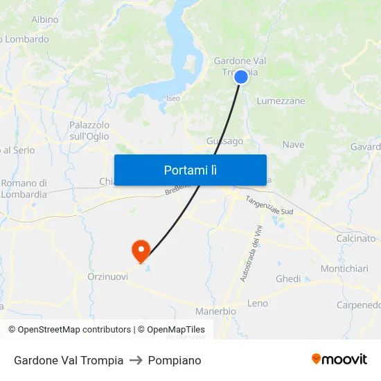 Gardone Val Trompia to Pompiano map