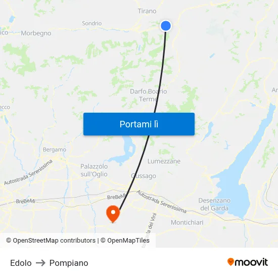 Edolo to Pompiano map