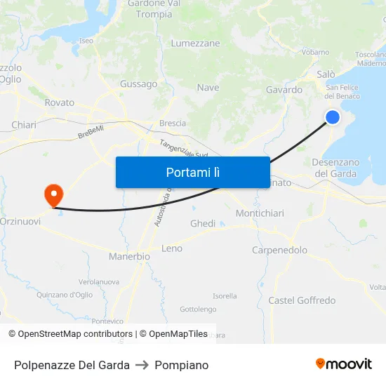 Polpenazze Del Garda to Pompiano map