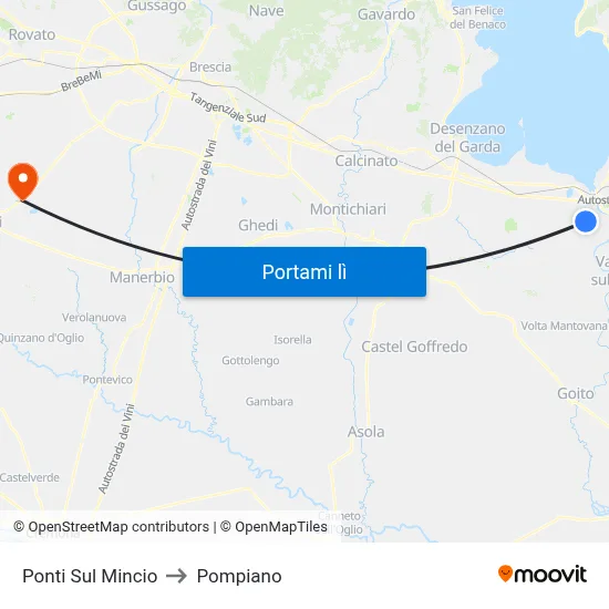 Ponti Sul Mincio to Pompiano map