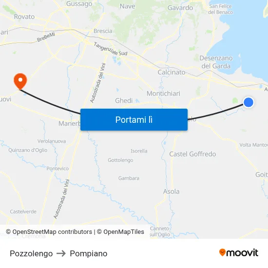 Pozzolengo to Pompiano map