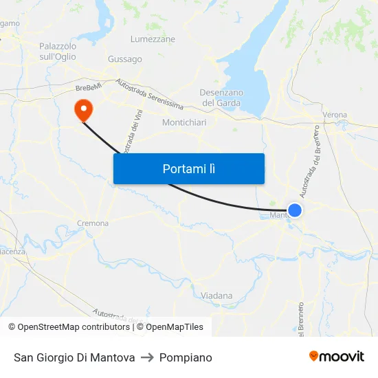 San Giorgio Di Mantova to Pompiano map