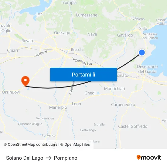 Soiano Del Lago to Pompiano map