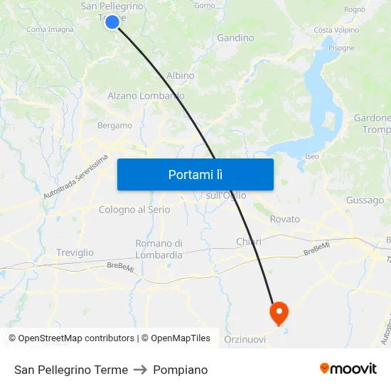 San Pellegrino Terme to Pompiano map