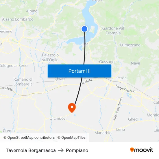 Tavernola Bergamasca to Pompiano map