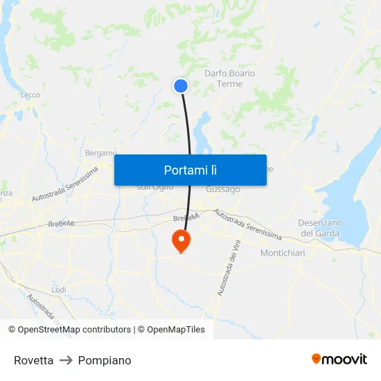Rovetta to Pompiano map