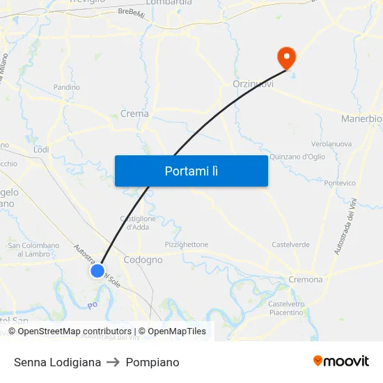 Senna Lodigiana to Pompiano map