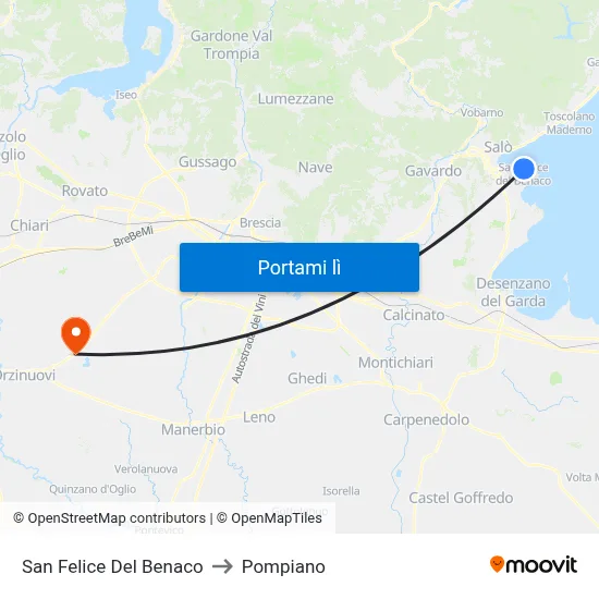 San Felice Del Benaco to Pompiano map