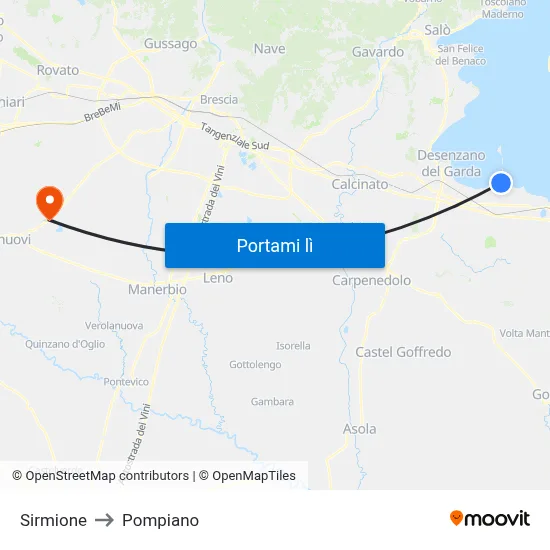 Sirmione to Pompiano map