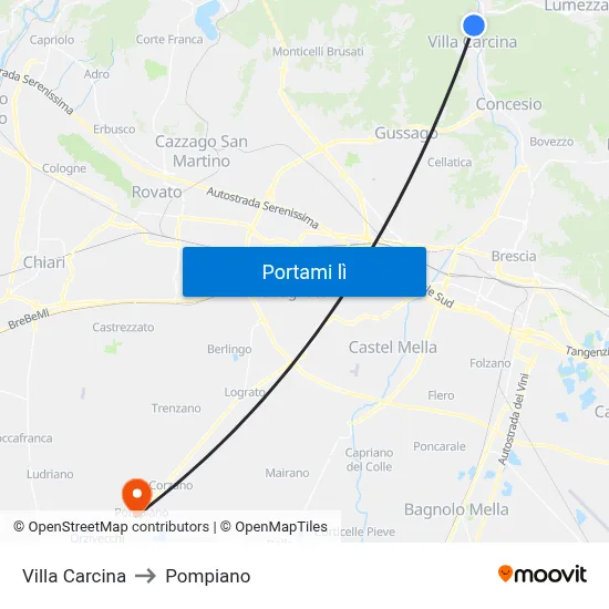 Villa Carcina to Pompiano map