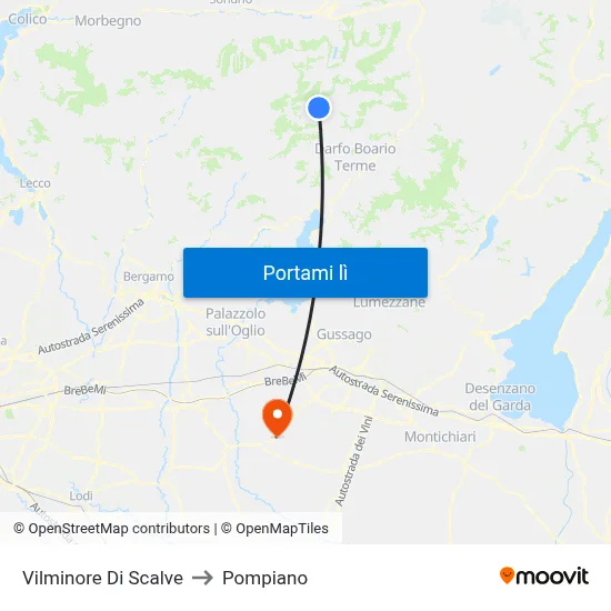 Vilminore Di Scalve to Pompiano map