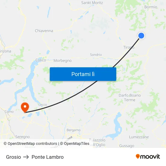 Grosio to Ponte Lambro map