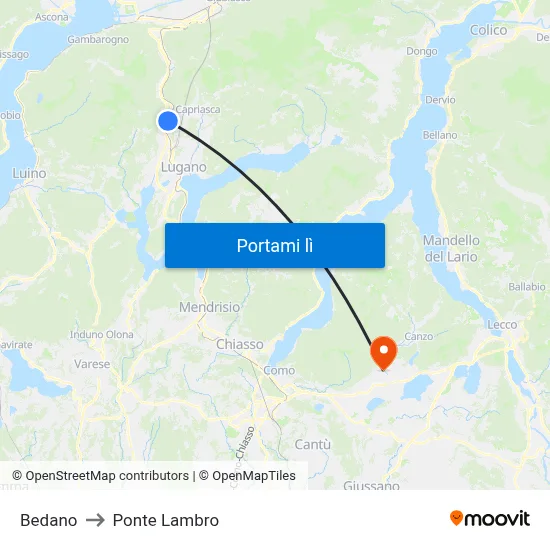 Bedano to Ponte Lambro map