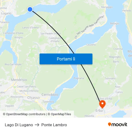 Lago Di Lugano to Ponte Lambro map