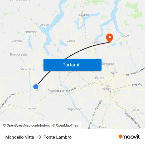 Mandello Vitta to Ponte Lambro map