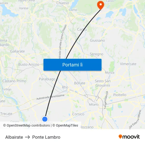Albairate to Ponte Lambro map