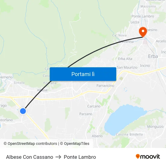 Albese Con Cassano to Ponte Lambro map