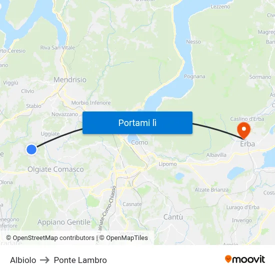 Albiolo to Ponte Lambro map