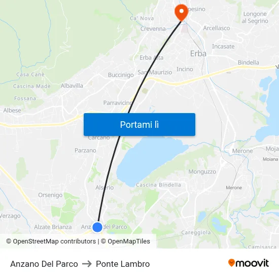 Anzano Del Parco to Ponte Lambro map