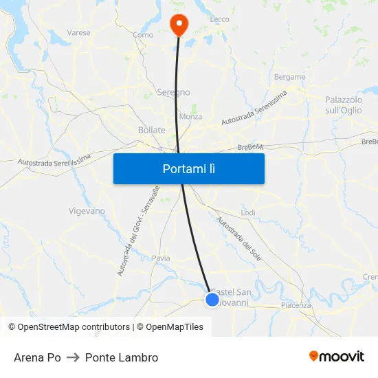 Arena Po to Ponte Lambro map